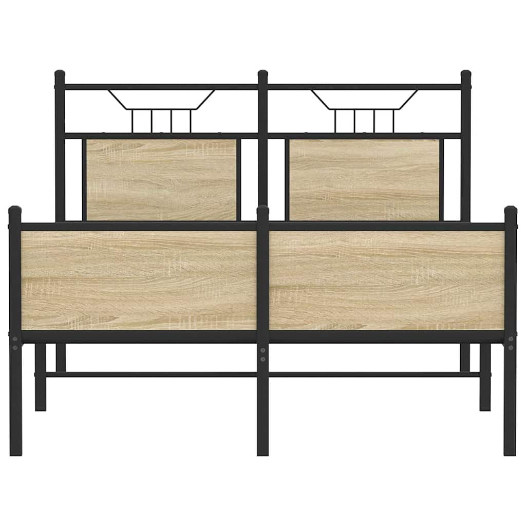 sonoma tölgy színű szerelt fa ágykeret matrac nélkül 120x200 cm
