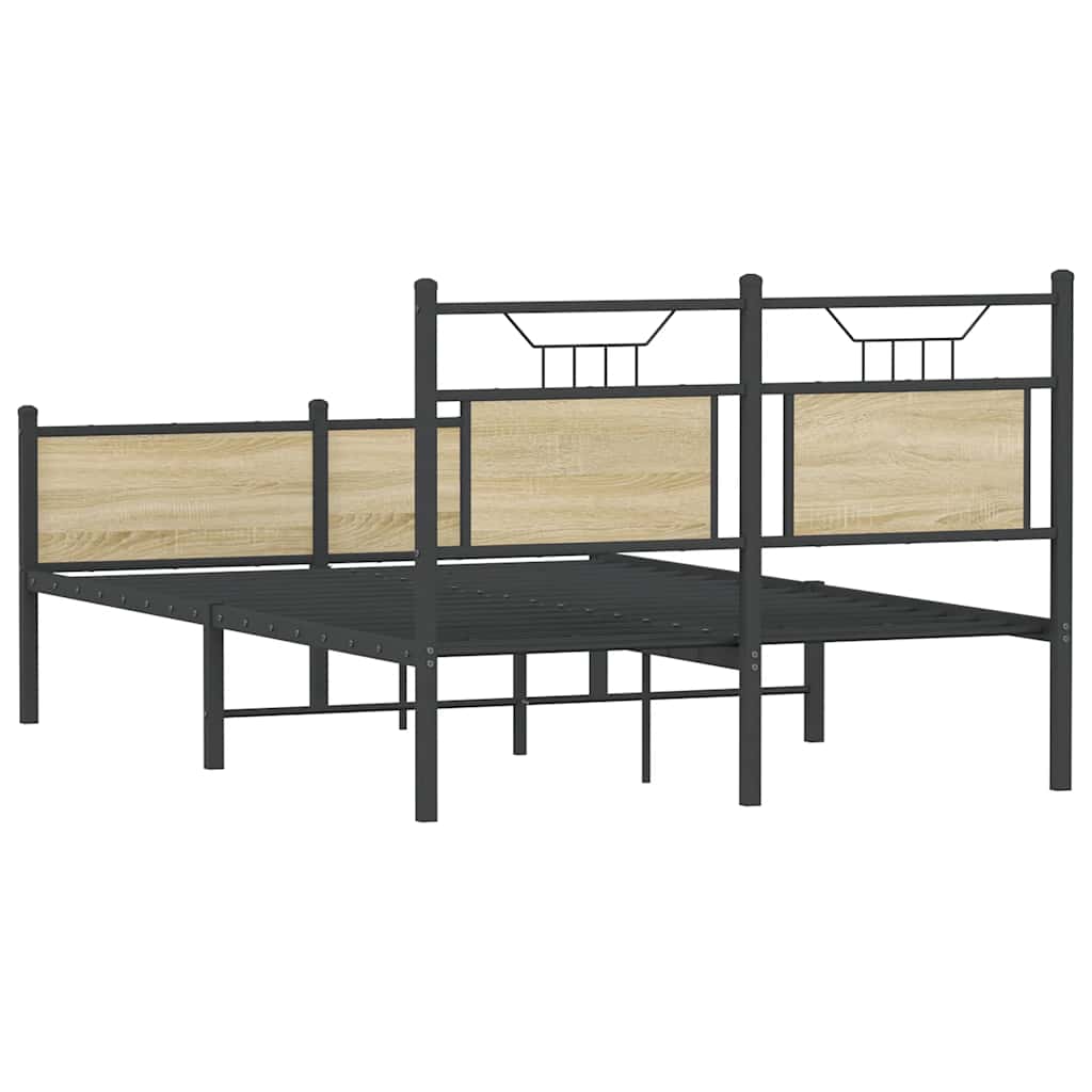 sonoma tölgy színű szerelt fa ágykeret matrac nélkül 120x200 cm