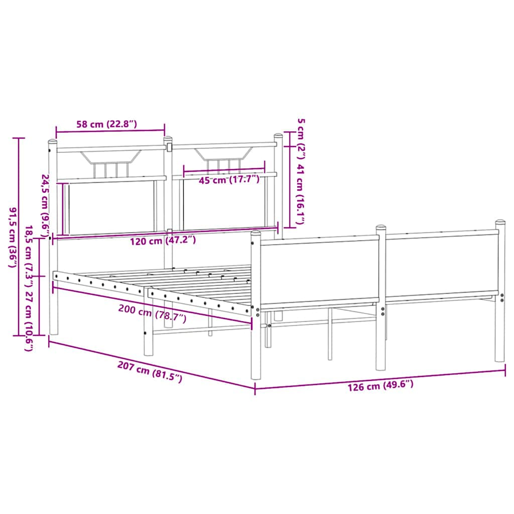 sonoma tölgy színű szerelt fa ágykeret matrac nélkül 120x200 cm