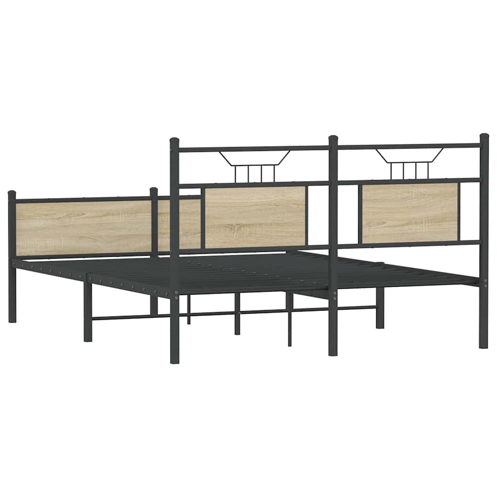 sonoma tölgy színű szerelt fa ágykeret matrac nélkül 150x200 cm