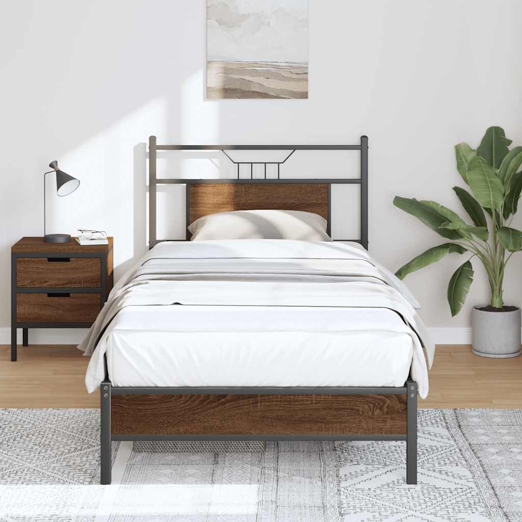 barna tölgy színű szerelt fa ágykeret matrac nélkül 75x190 cm