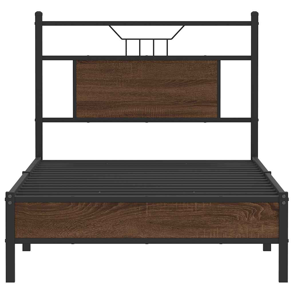 barna tölgy színű szerelt fa ágykeret matrac nélkül 75x190 cm