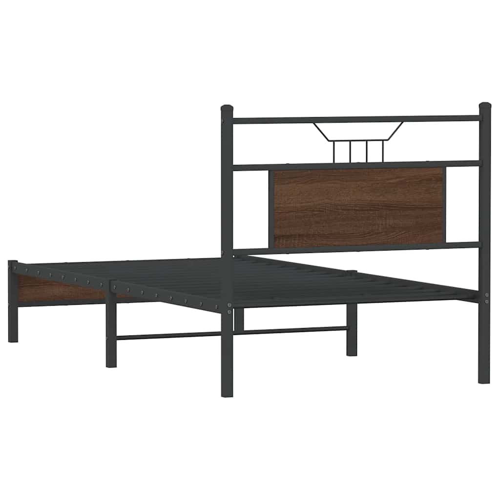 barna tölgy színű szerelt fa ágykeret matrac nélkül 75x190 cm