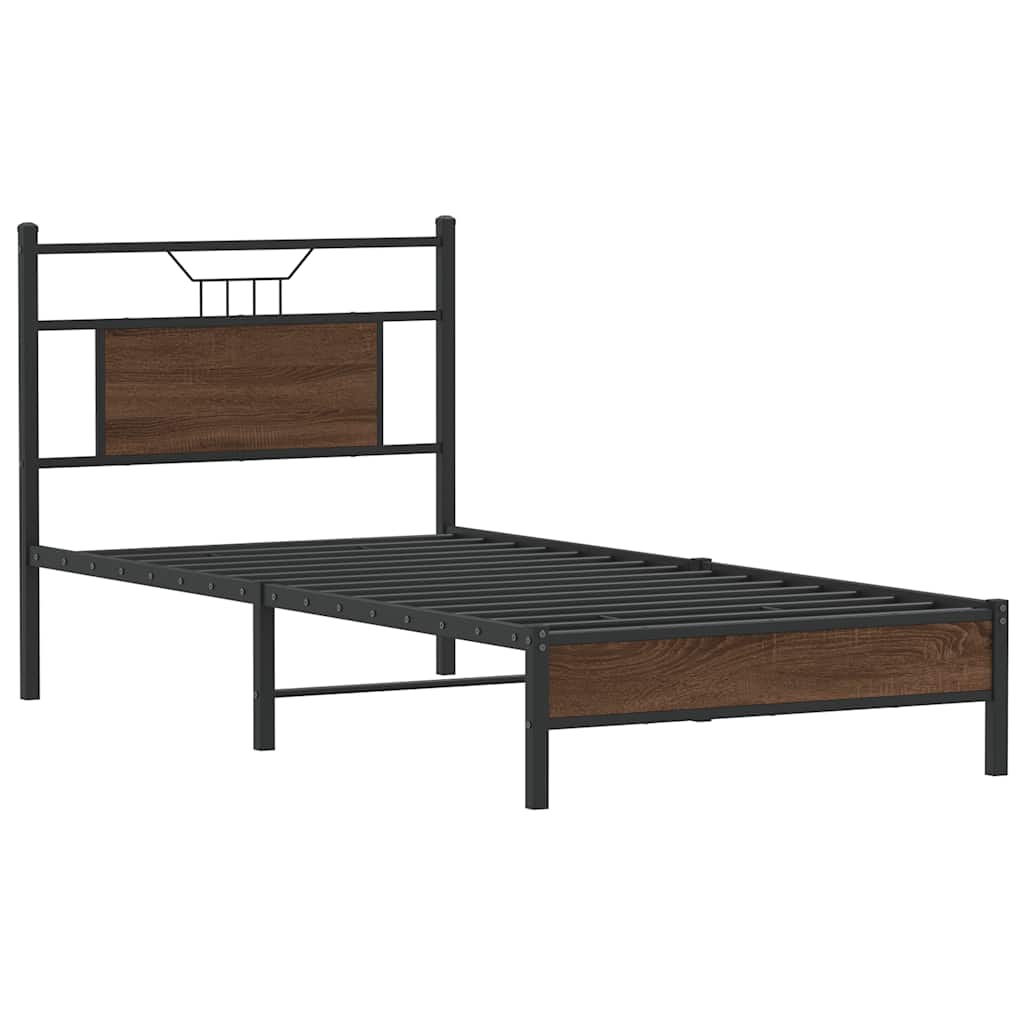 barna tölgy színű szerelt fa ágykeret matrac nélkül 90x190 cm