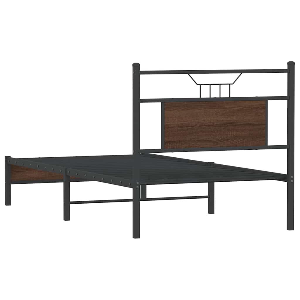 barna tölgy színű szerelt fa ágykeret matrac nélkül 90x190 cm