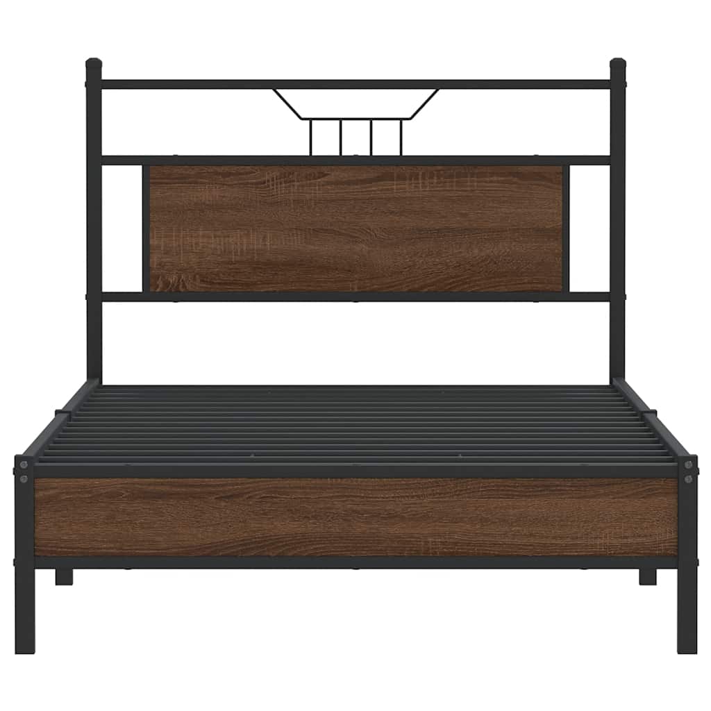 barna tölgy színű szerelt fa ágykeret matrac nélkül 90x190 cm