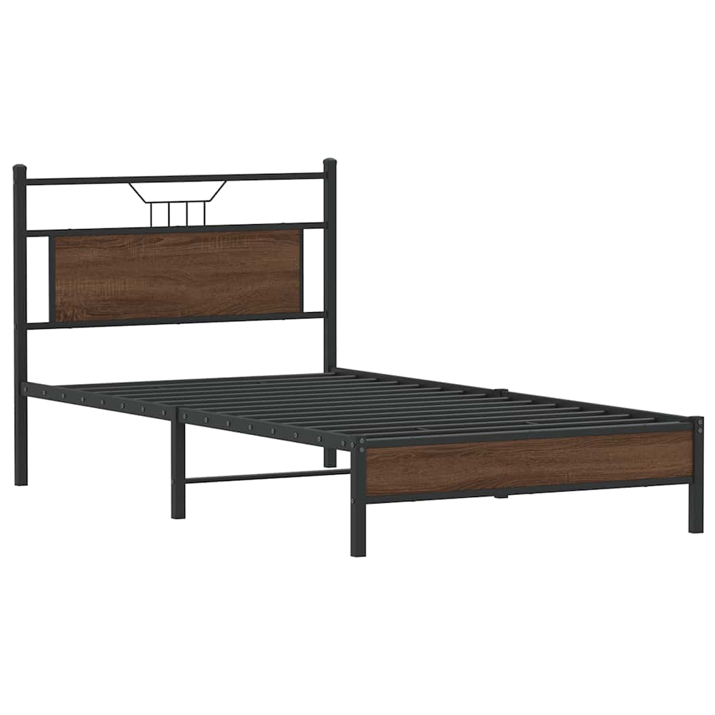barna tölgy színű szerelt fa ágykeret matrac nélkül 100x200 cm