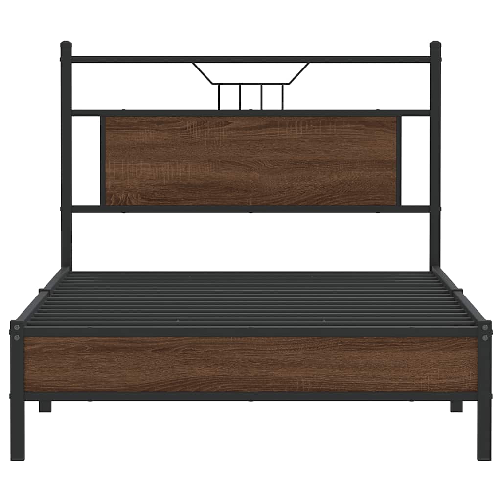 barna tölgy színű szerelt fa ágykeret matrac nélkül 100x200 cm