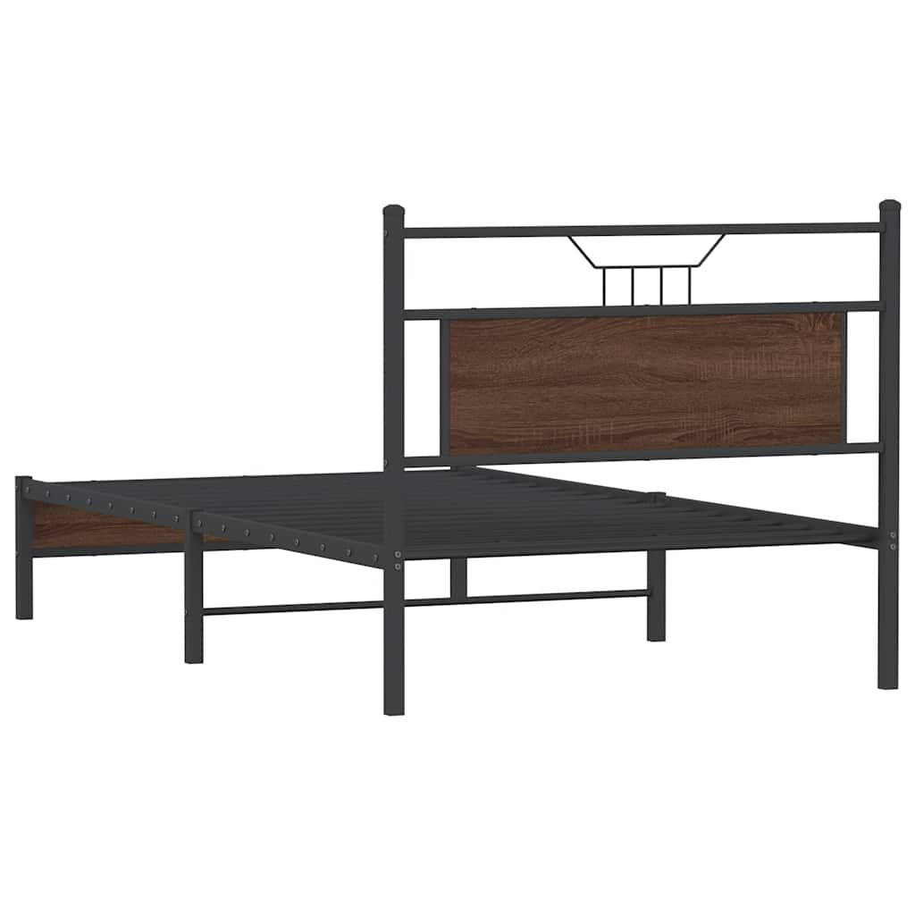 barna tölgy színű szerelt fa ágykeret matrac nélkül 100x200 cm