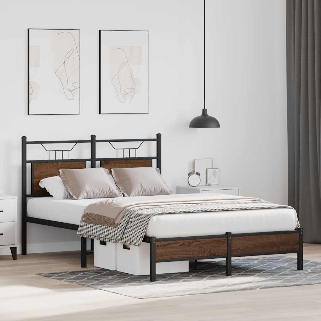 barna tölgy színű szerelt fa ágykeret matrac nélkül 120x200 cm