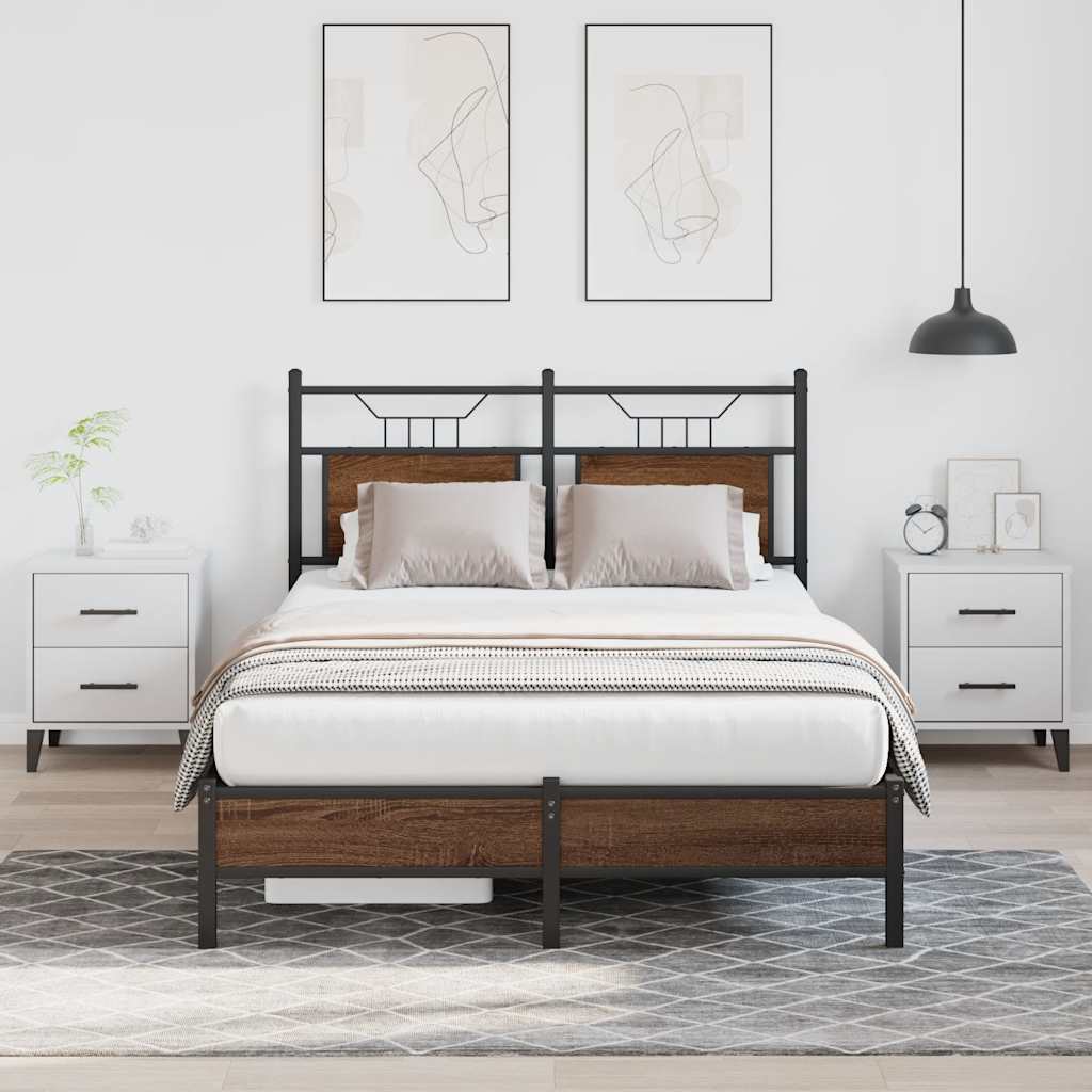 barna tölgy színű szerelt fa ágykeret matrac nélkül 120x200 cm