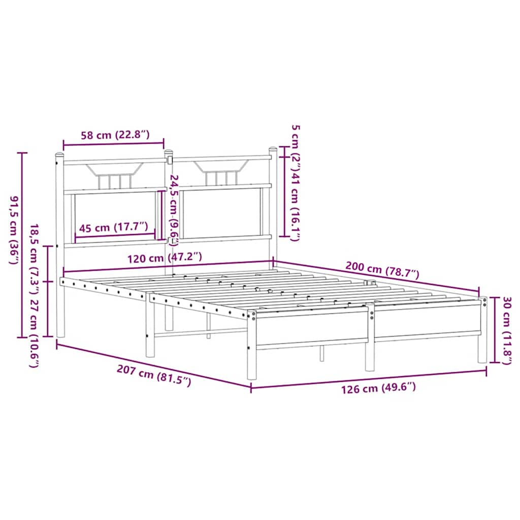barna tölgy színű szerelt fa ágykeret matrac nélkül 120x200 cm