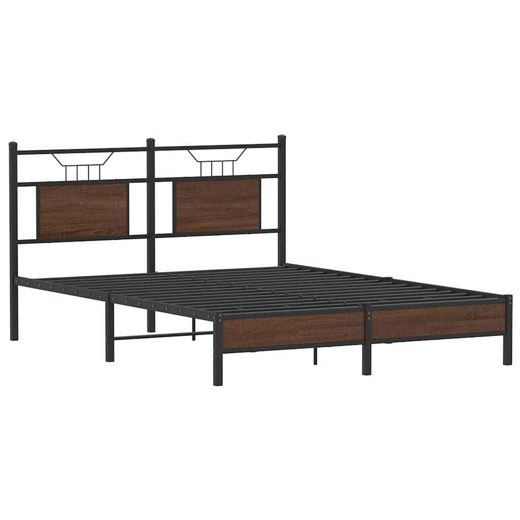 barna tölgy színű szerelt fa ágykeret matrac nélkül 137x190 cm