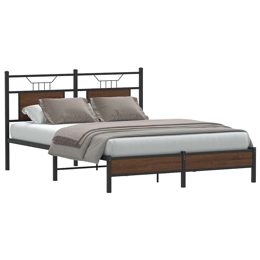 barna tölgy színű szerelt fa ágykeret matrac nélkül 140x190 cm