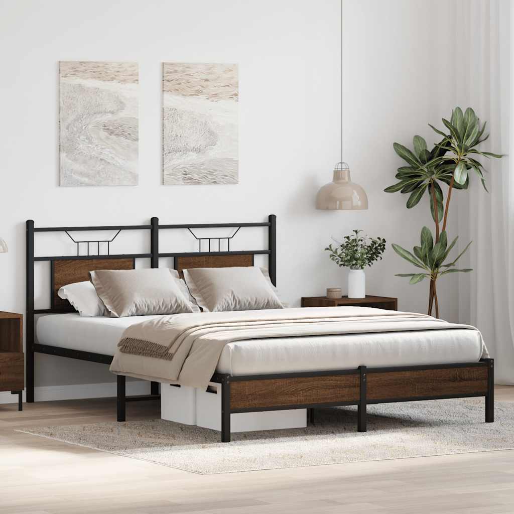 barna tölgy színű szerelt fa ágykeret matrac nélkül 140x200 cm