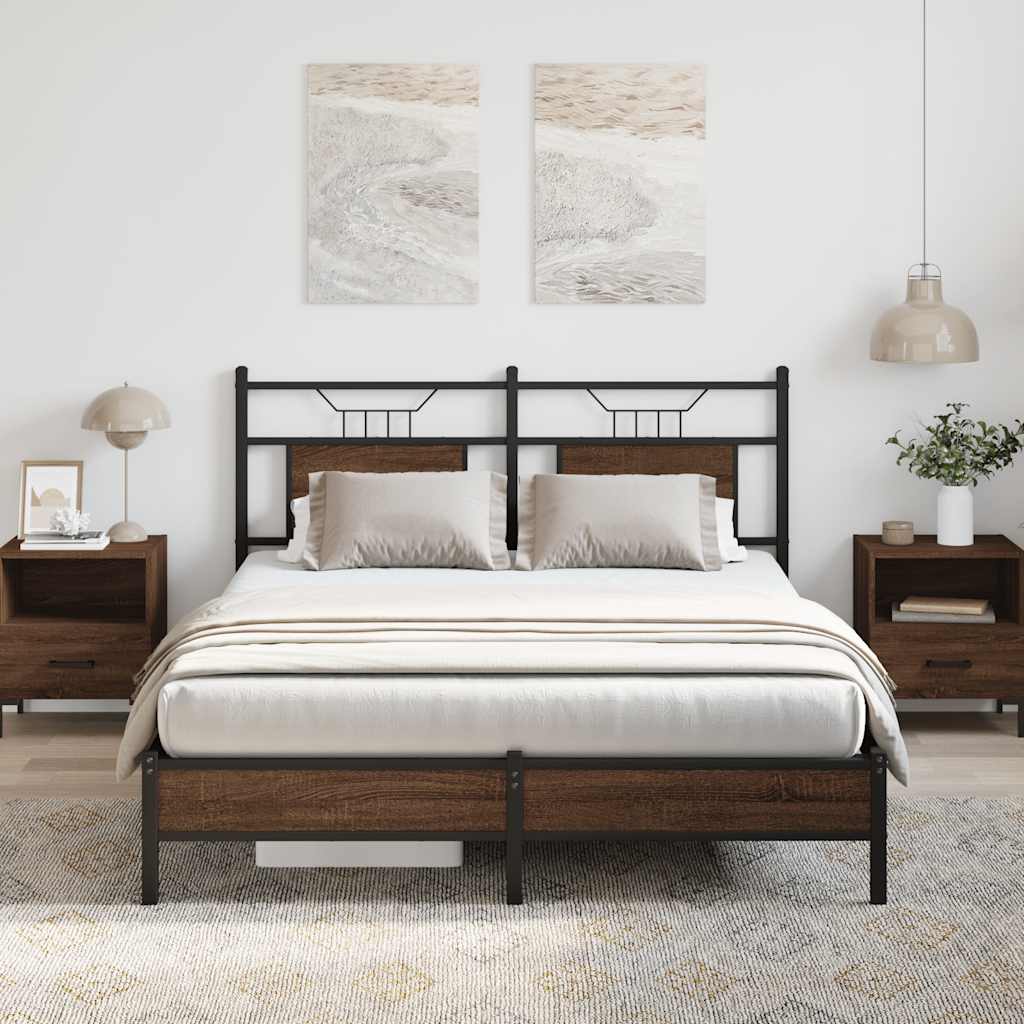 barna tölgy színű szerelt fa ágykeret matrac nélkül 140x200 cm