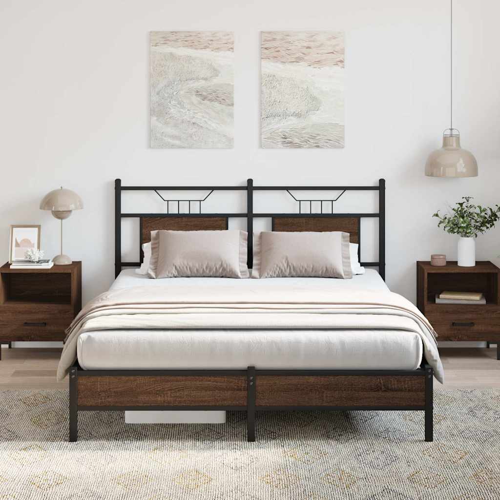 barna tölgy színű szerelt fa ágykeret matrac nélkül 150x200 cm