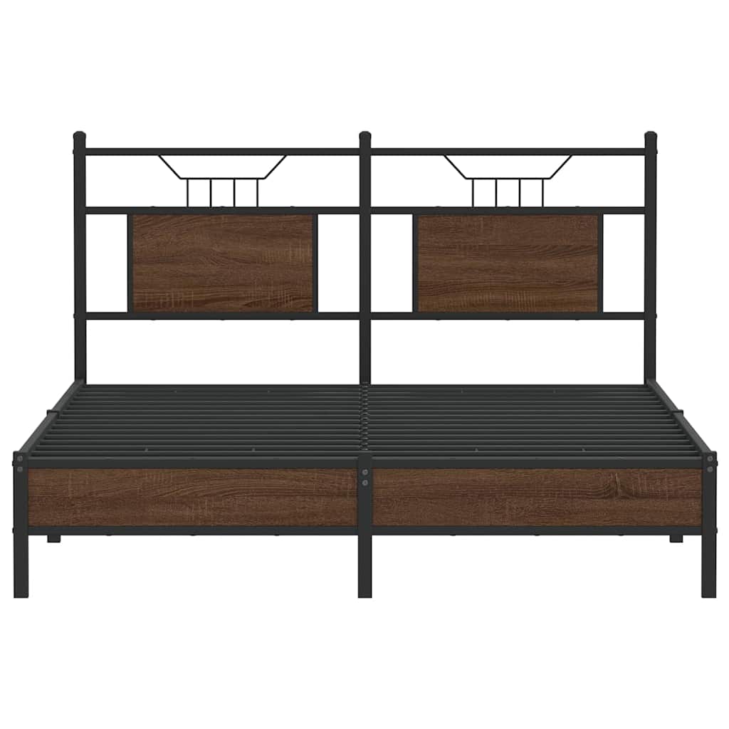 barna tölgy színű szerelt fa ágykeret matrac nélkül 150x200 cm