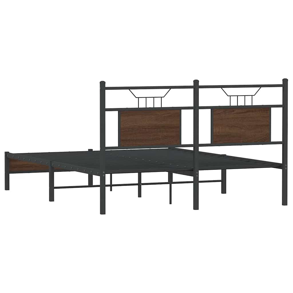 barna tölgy színű szerelt fa ágykeret matrac nélkül 150x200 cm