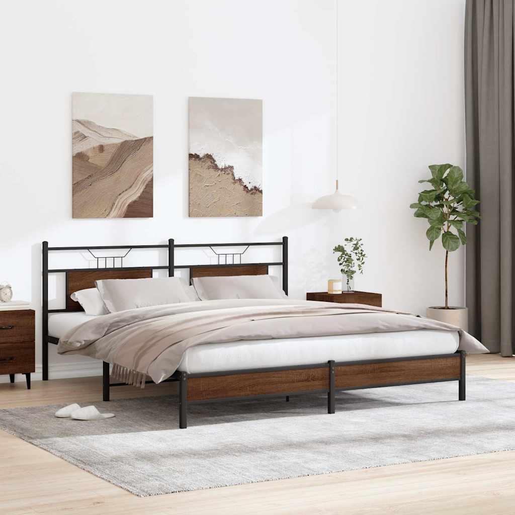 barna tölgy színű szerelt fa ágykeret matrac nélkül 160x200 cm