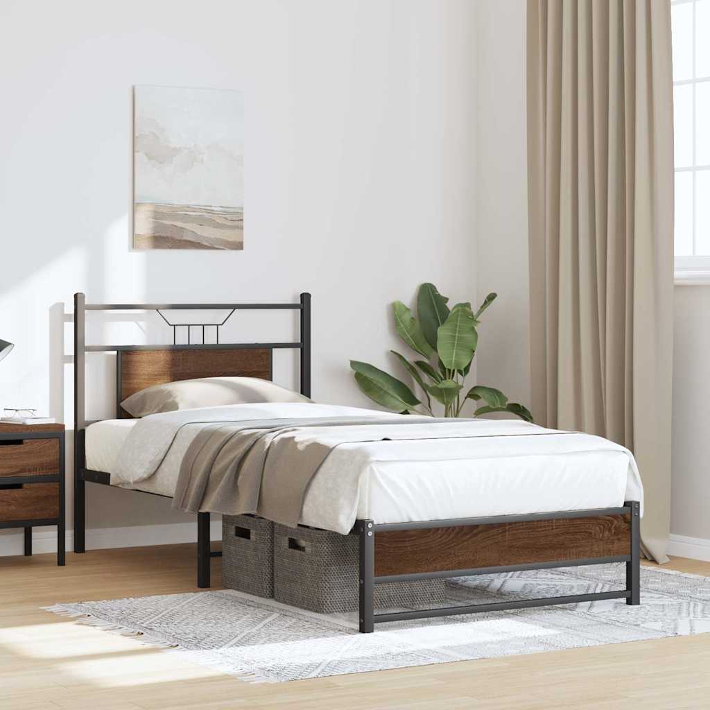 barna tölgy színű szerelt fa ágykeret matrac nélkül 75x190 cm
