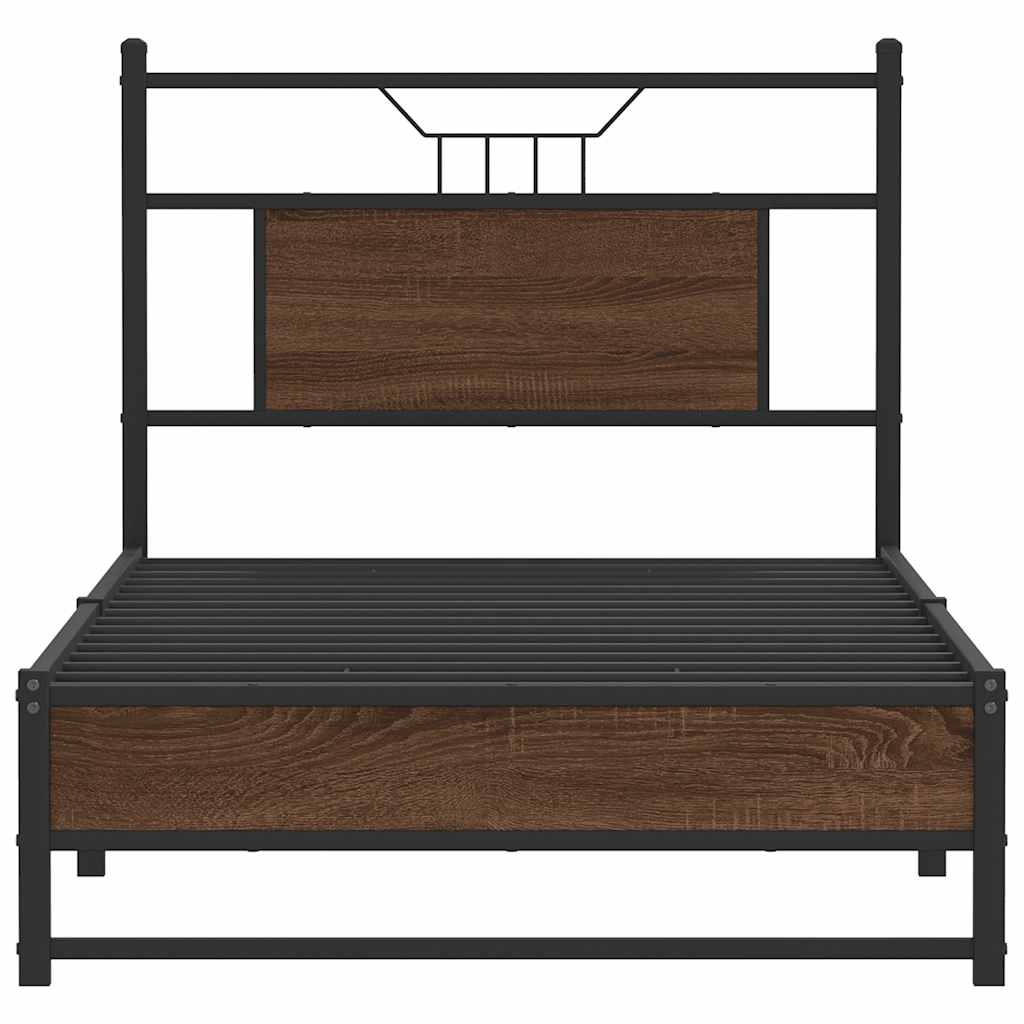 barna tölgy színű szerelt fa ágykeret matrac nélkül 75x190 cm