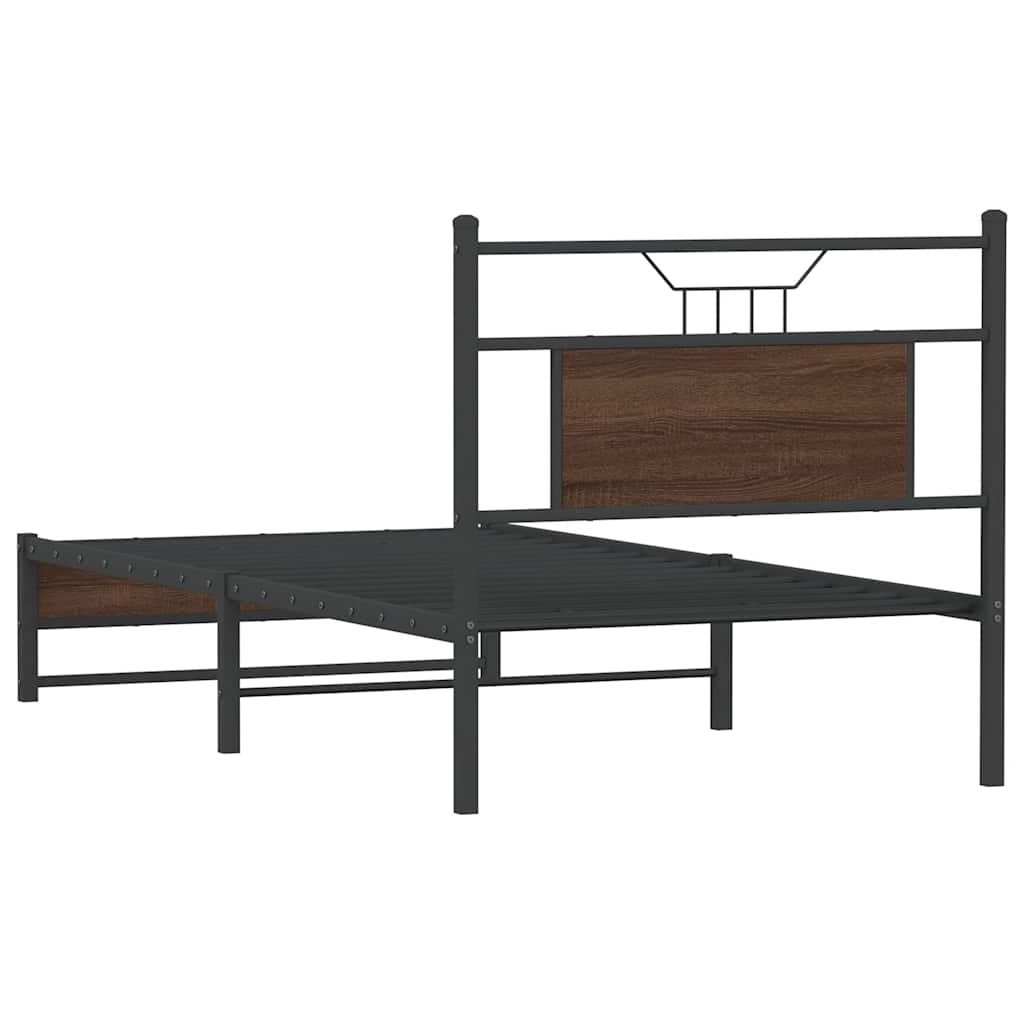 barna tölgy színű szerelt fa ágykeret matrac nélkül 75x190 cm
