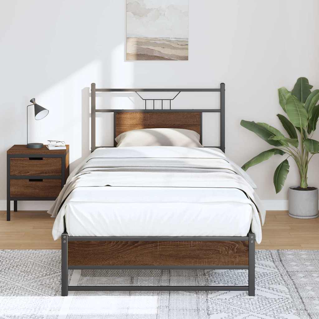 barna tölgy színű szerelt fa ágykeret matrac nélkül 80x200 cm