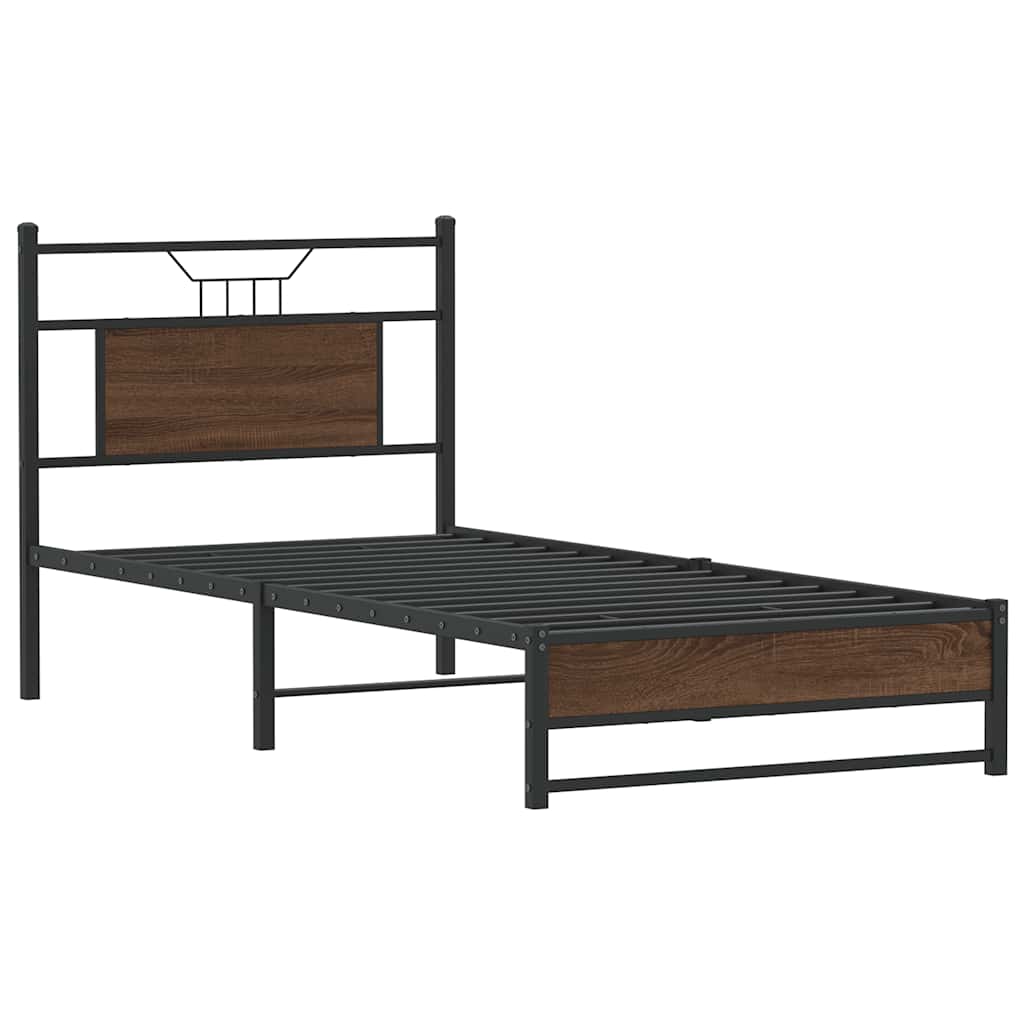 barna tölgy színű szerelt fa ágykeret matrac nélkül 90x200 cm