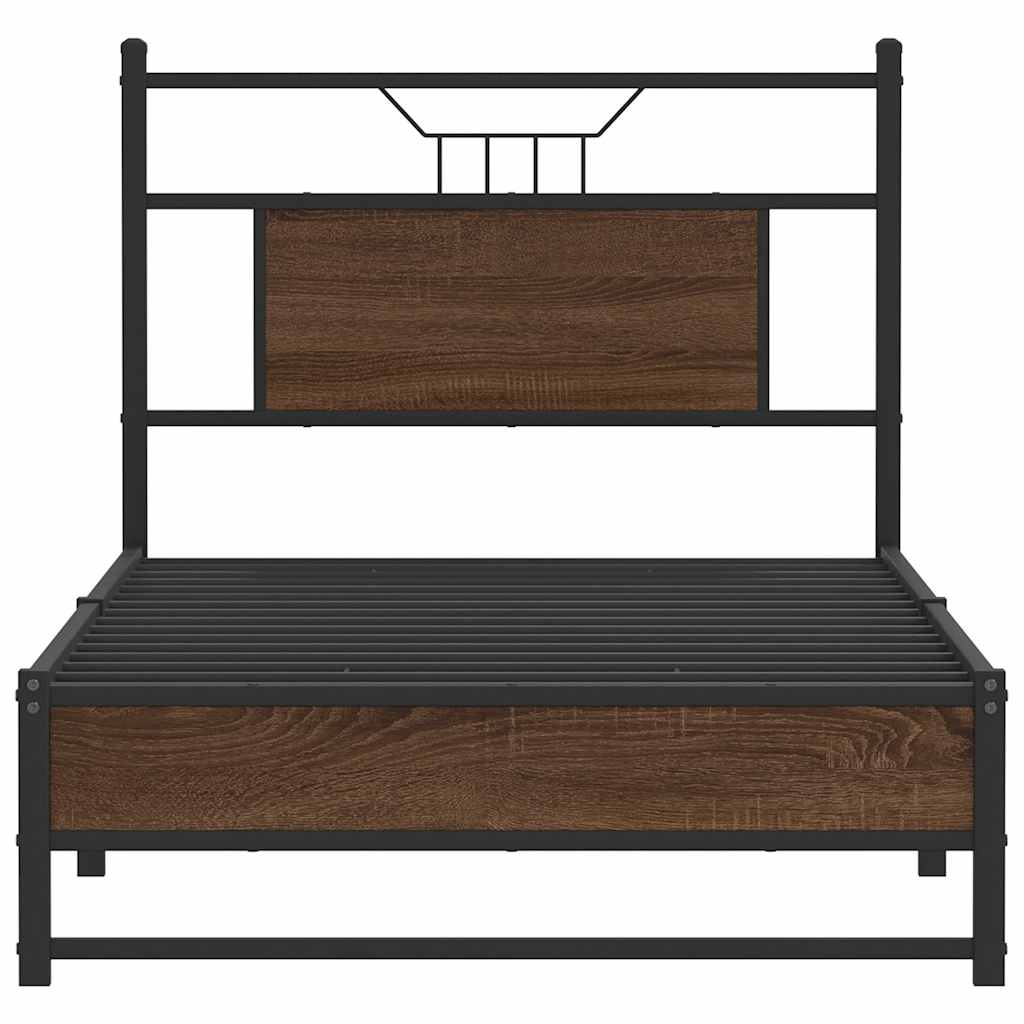 barna tölgy színű szerelt fa ágykeret matrac nélkül 90x200 cm