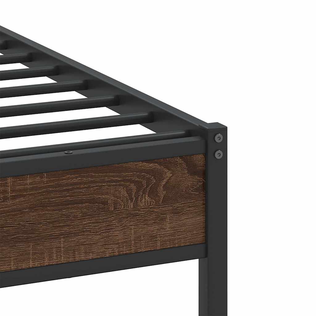 barna tölgy színű szerelt fa ágykeret matrac nélkül 90x200 cm