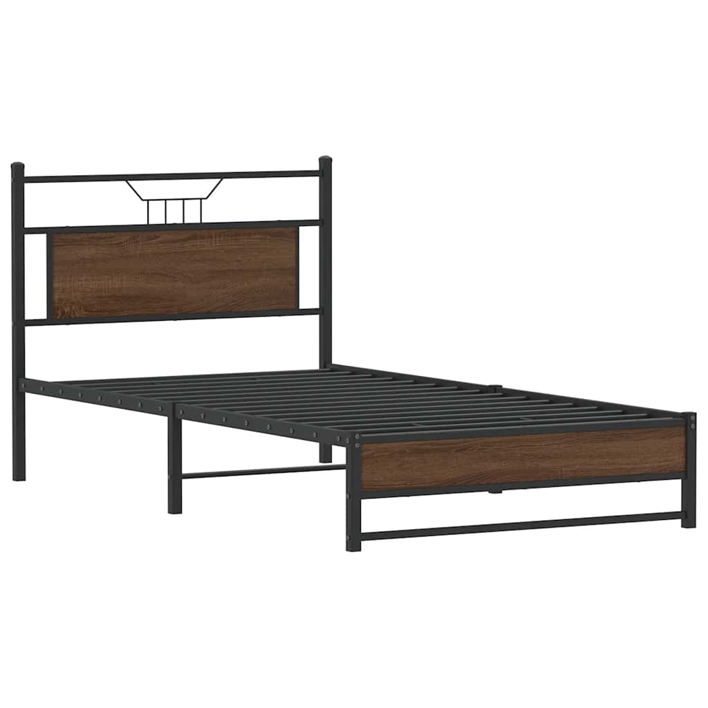 barna tölgy színű szerelt fa ágykeret matrac nélkül 90x190 cm
