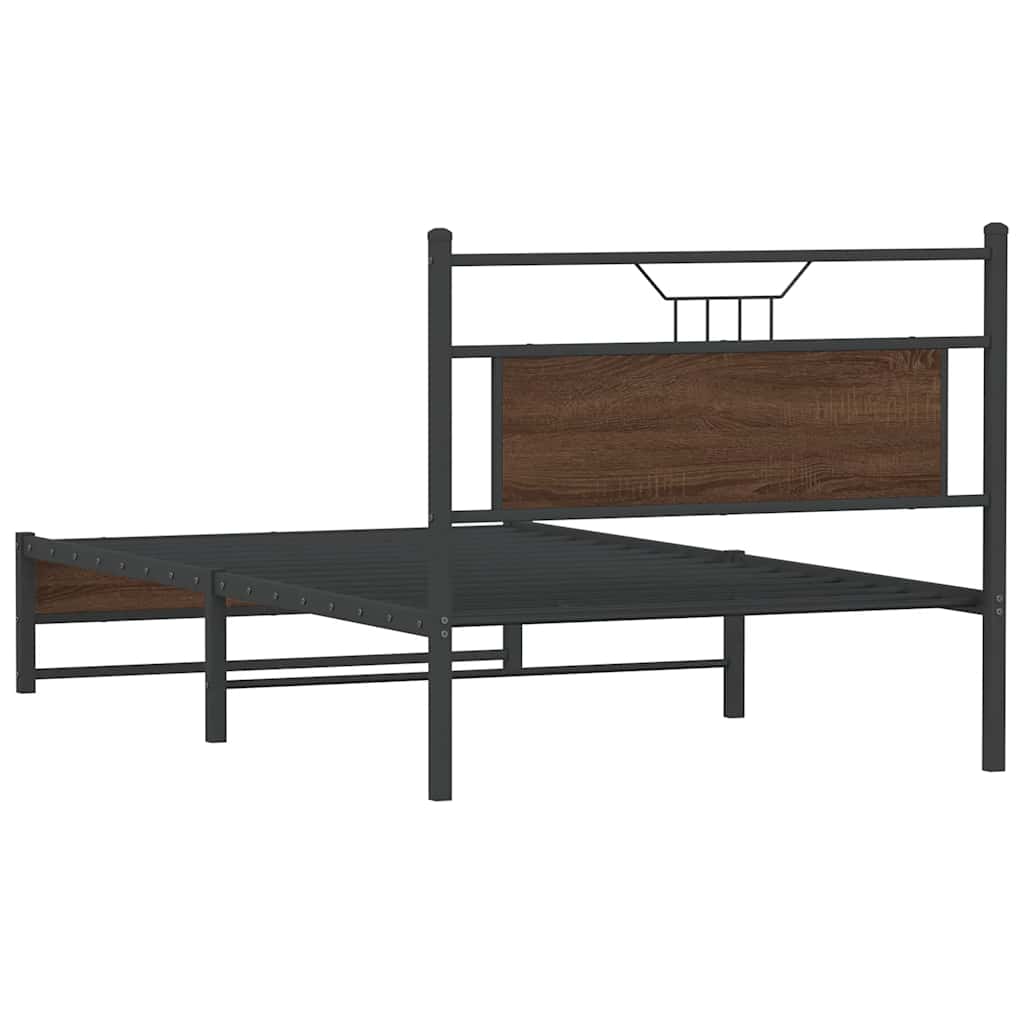 barna tölgy színű szerelt fa ágykeret matrac nélkül 90x190 cm