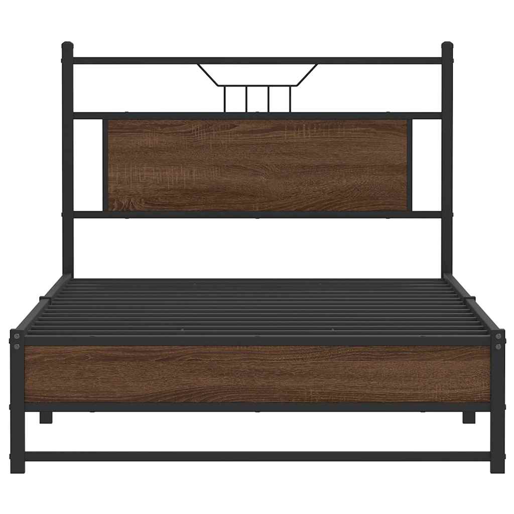 barna tölgy színű szerelt fa ágykeret matrac nélkül 100x200 cm