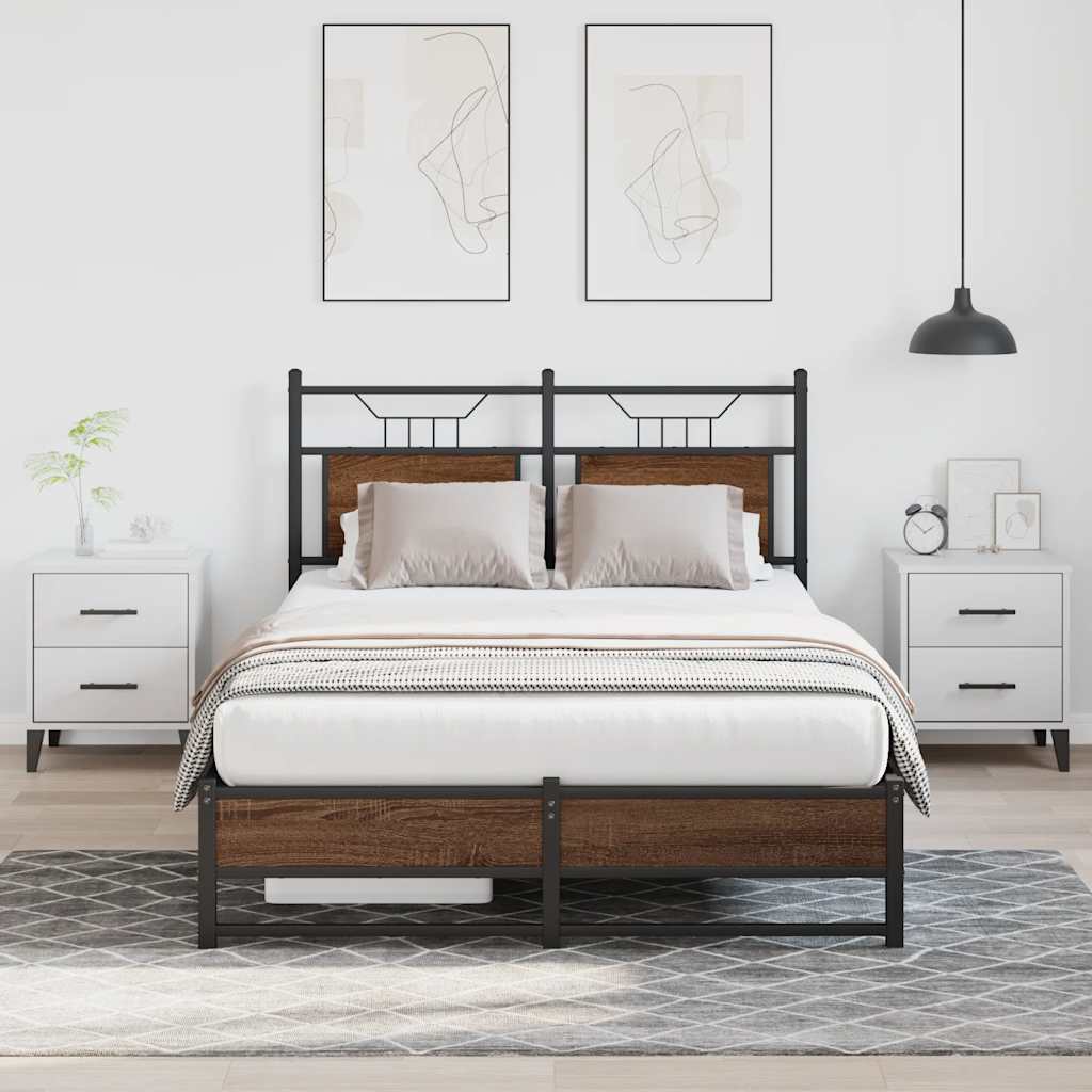 barna tölgy színű szerelt fa ágykeret matrac nélkül 120x190 cm