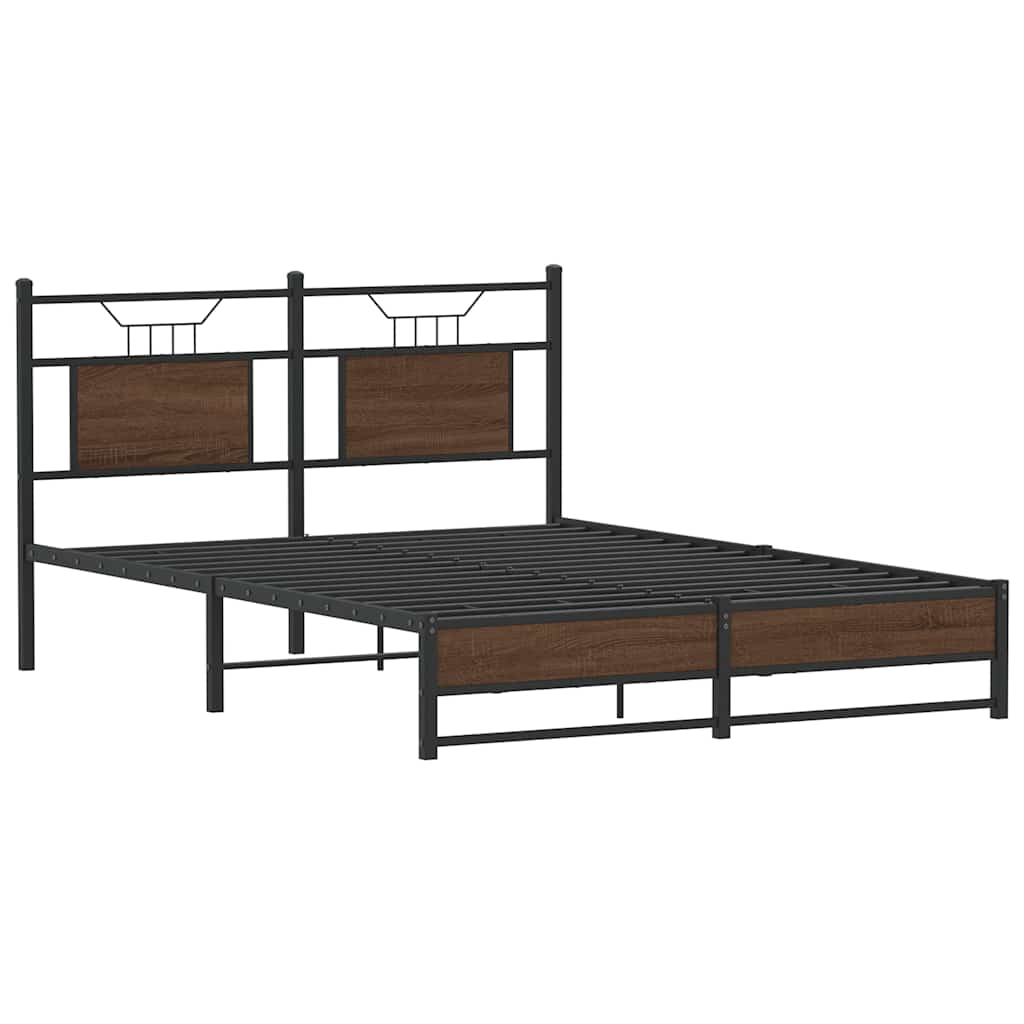 barna tölgy színű szerelt fa ágykeret matrac nélkül 137x190 cm