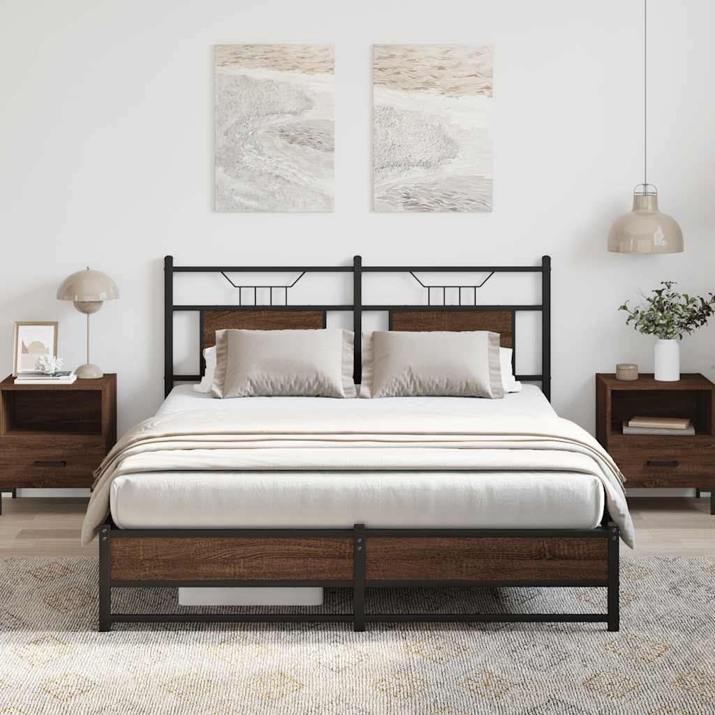 barna tölgy színű szerelt fa ágykeret matrac nélkül 137x190 cm