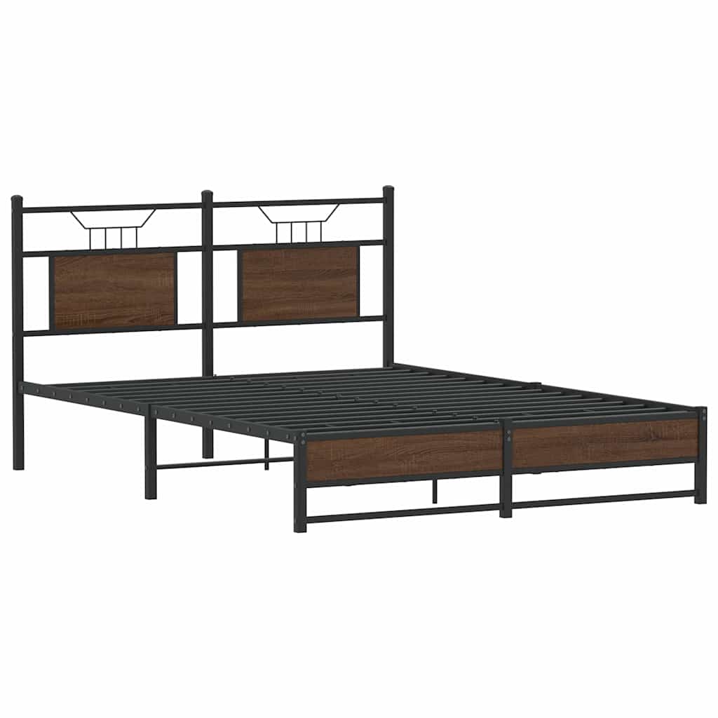 barna tölgy színű szerelt fa ágykeret matrac nélkül 140x190 cm