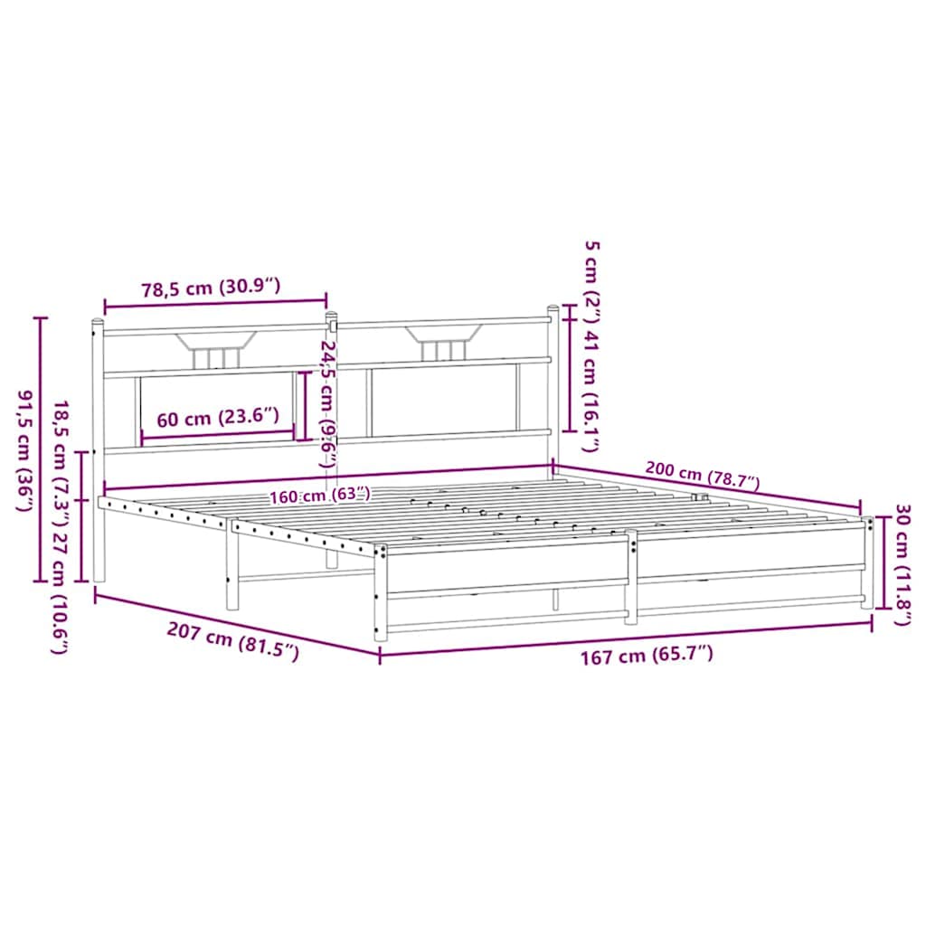 barna tölgy színű szerelt fa ágykeret matrac nélkül 160x200 cm