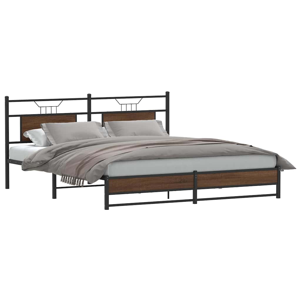 barna tölgy színű szerelt fa ágykeret matrac nélkül 160x200 cm