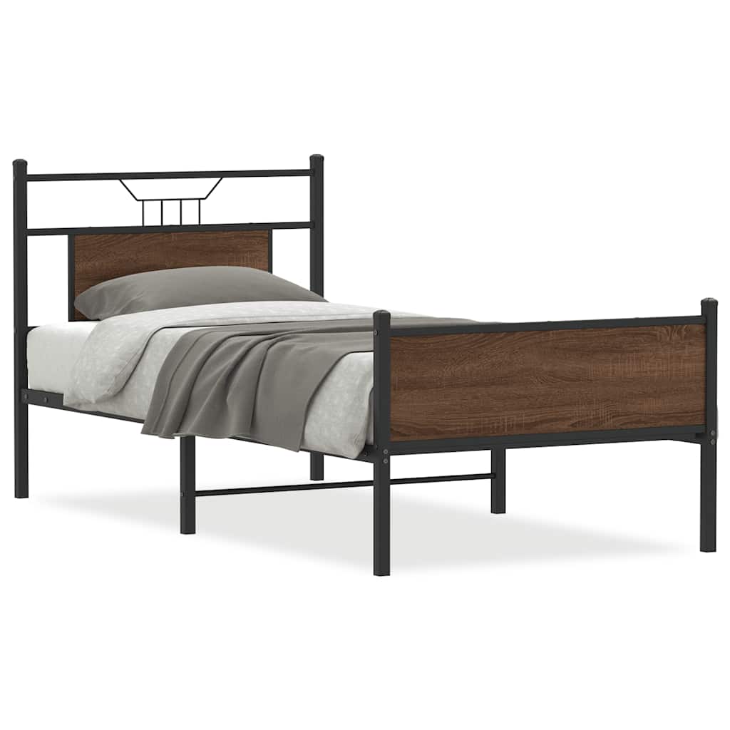 barna tölgy színű szerelt fa ágykeret matrac nélkül 75x190 cm