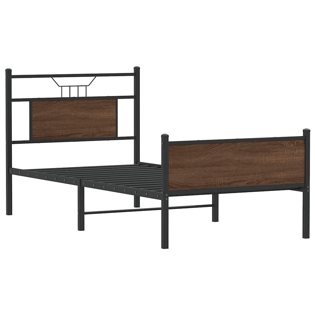 barna tölgy színű szerelt fa ágykeret matrac nélkül 75x190 cm