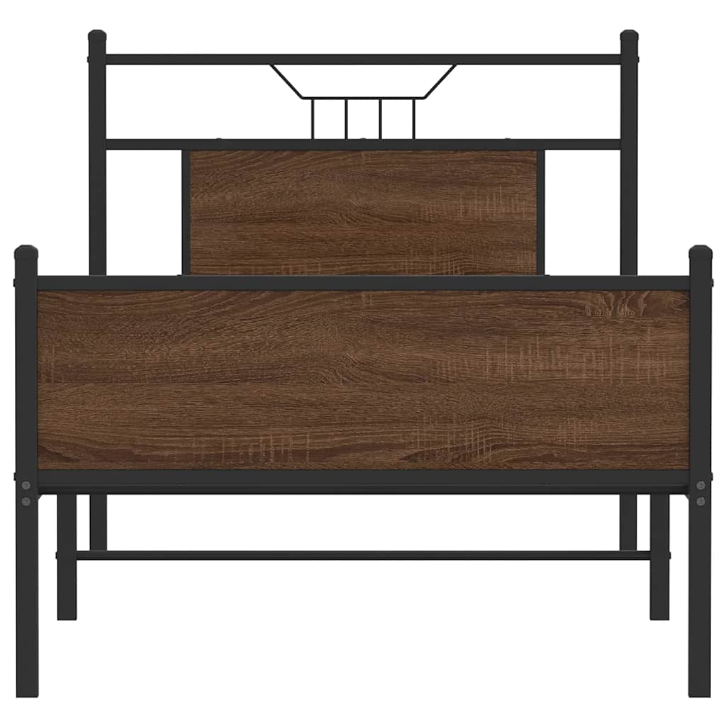 barna tölgy színű szerelt fa ágykeret matrac nélkül 75x190 cm