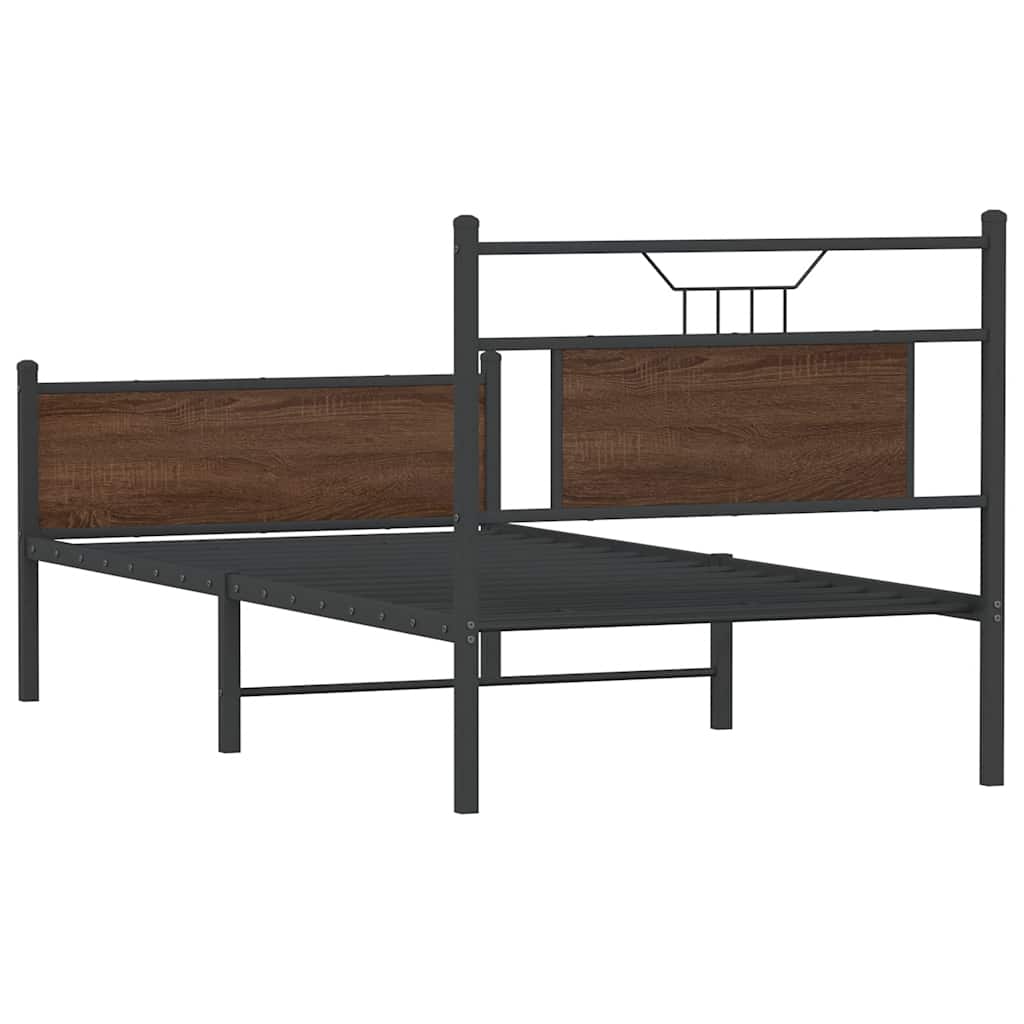 barna tölgy színű szerelt fa ágykeret matrac nélkül 75x190 cm