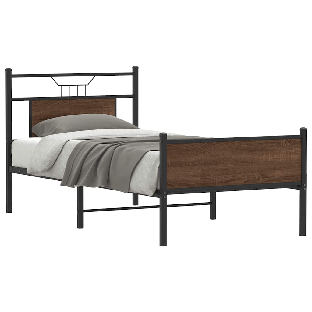 barna tölgy színű szerelt fa ágykeret matrac nélkül 75x190 cm