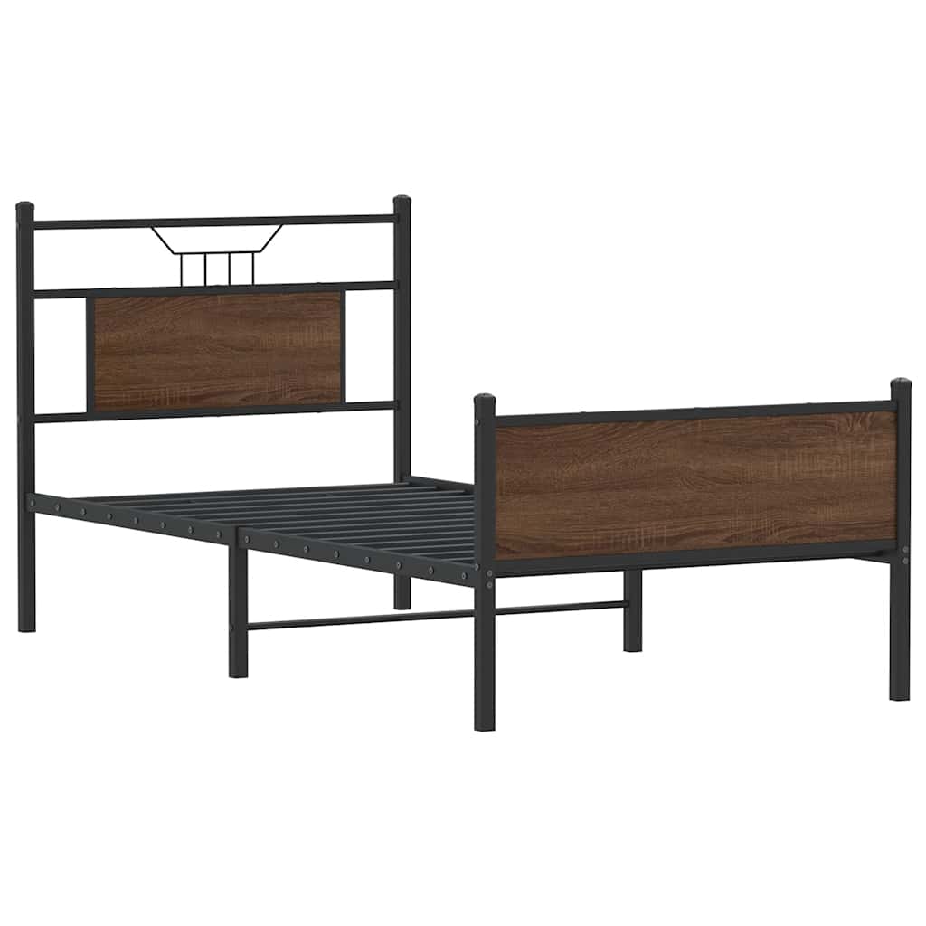 barna tölgy színű szerelt fa ágykeret matrac nélkül 90x190 cm