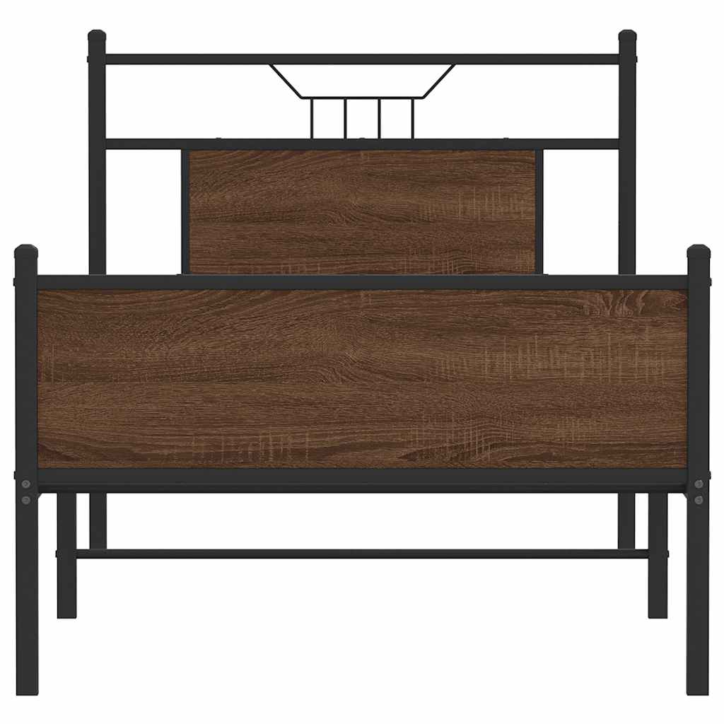 barna tölgy színű szerelt fa ágykeret matrac nélkül 90x190 cm