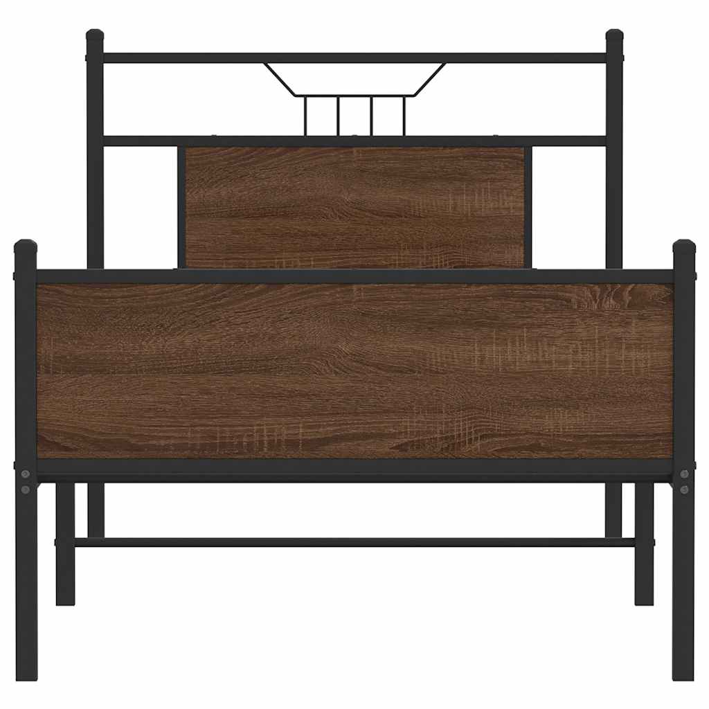 barna tölgy színű szerelt fa ágykeret matrac nélkül 90x200 cm