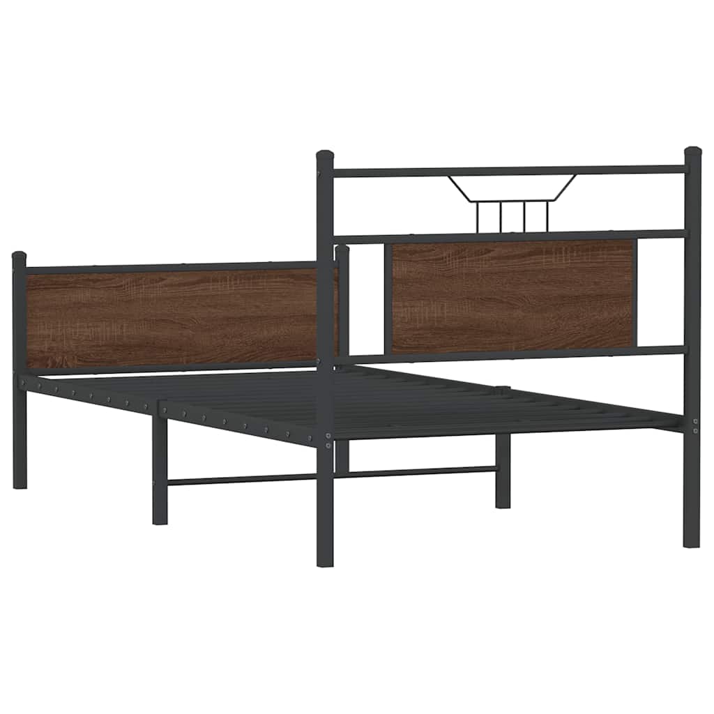 barna tölgy színű szerelt fa ágykeret matrac nélkül 90x200 cm