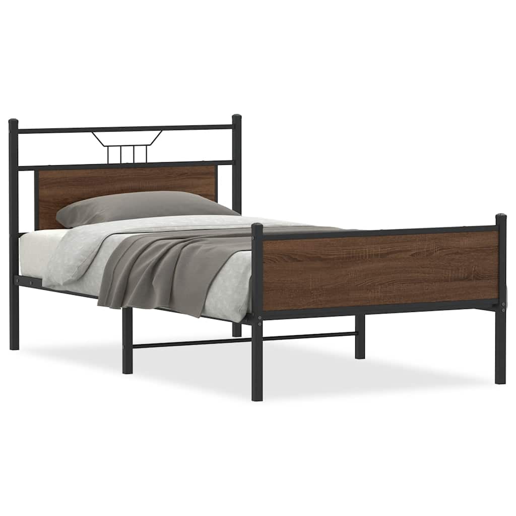 barna tölgy színű szerelt fa ágykeret matrac nélkül 90x190 cm